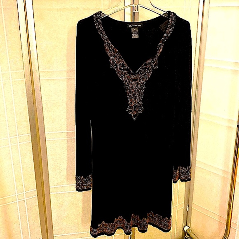 🌺Pretty, INC International Concept Black Beaded Dress in size XL